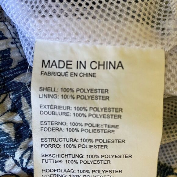 Club Monaco Swim Trunks Men's Size M Floral Print Blue White Beige Elastic Waist - Picture 15 of 15